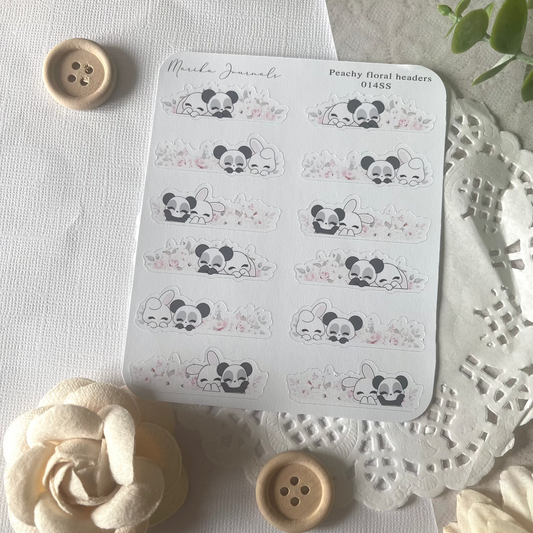 Peachy Floral Headers - Stickers Sheet
