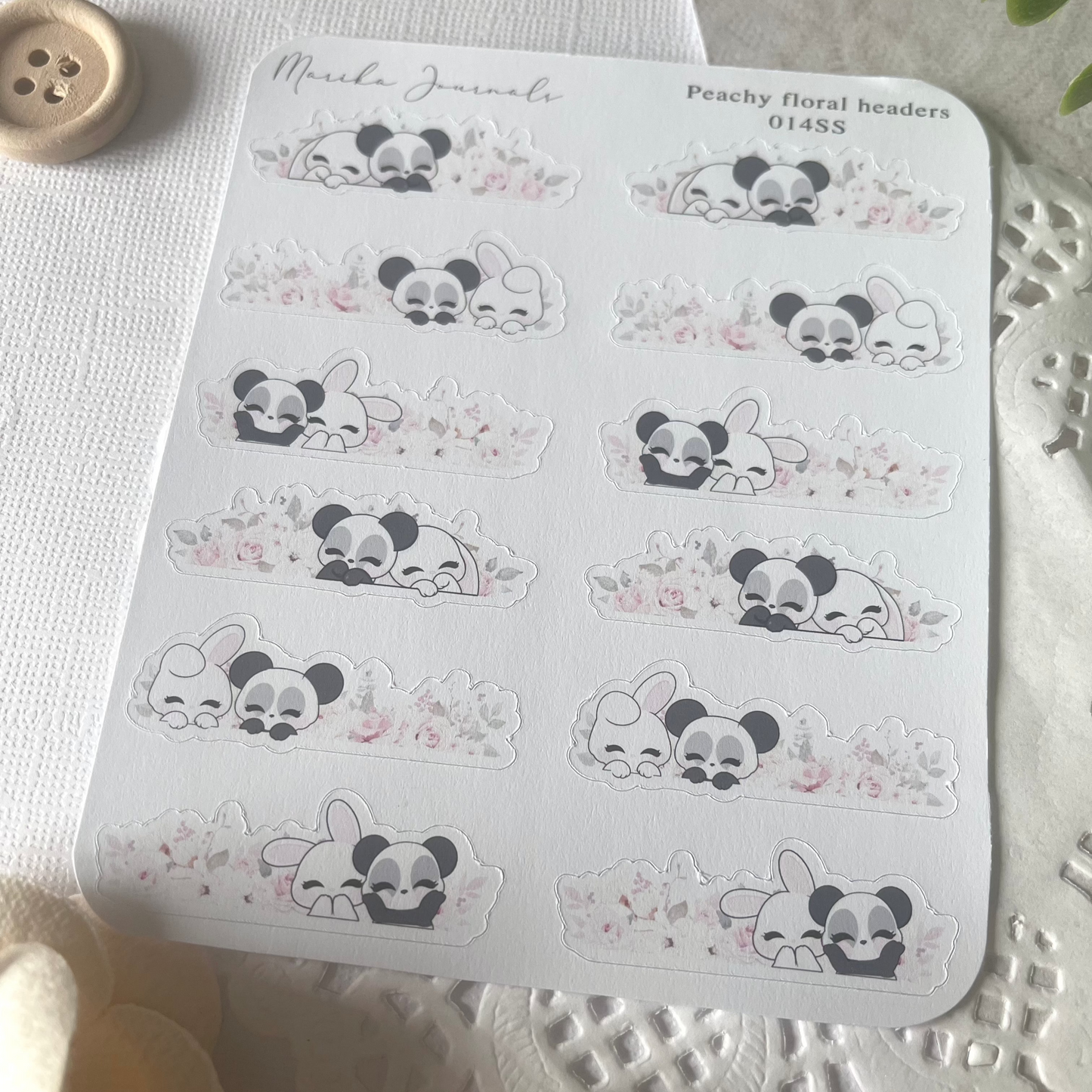 Peachy Floral Headers - Stickers Sheet